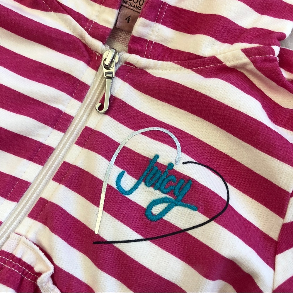 ❤️NWT❤️ JUICY COUTURE striped zip hoodie ~ 4 - Picture 2 of 6